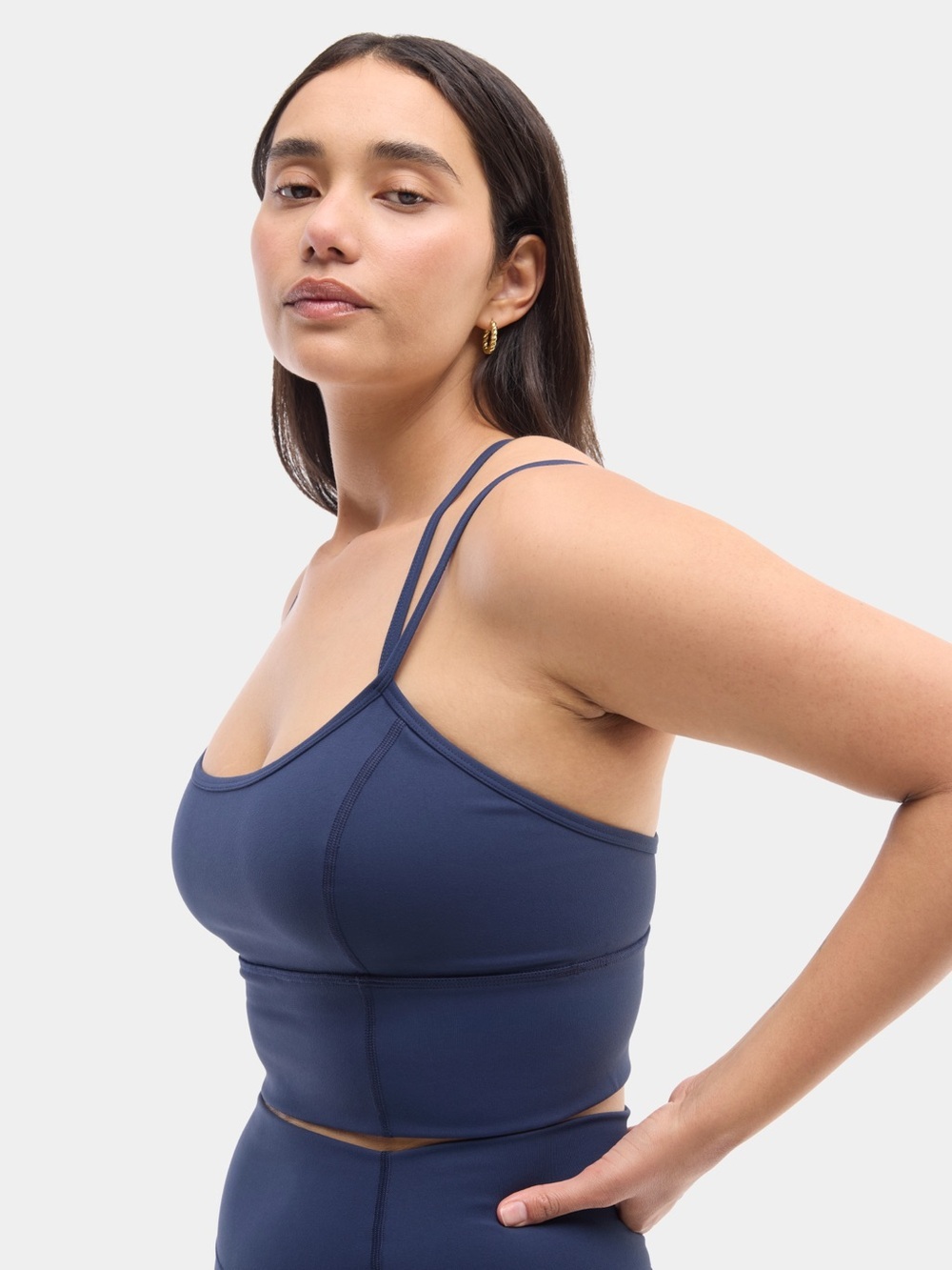 NWT Halfdays Gwen Longline Bra Top Navy  Blue Size S